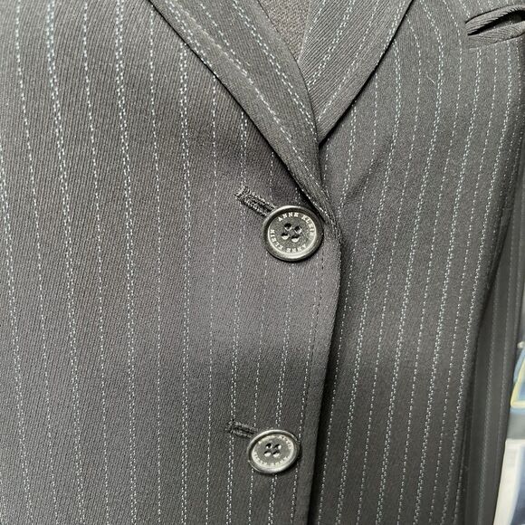 Anne Klein Women's Navy Pinstripe Notched-Collar Jacket Size 10 - Picture 3 of 15